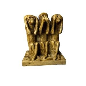 FIGURINE, THREE WISE MONKEYS  --   SEE, HEAR, SPEAK NO EVIL MADE IN NEPAL